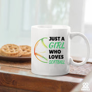 Just A Girl Who Loves Softball Ceramic Mug 11 oz White - Panvola