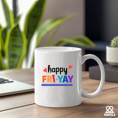 Happy Fri-Yay Ceramic Mug 11 oz White