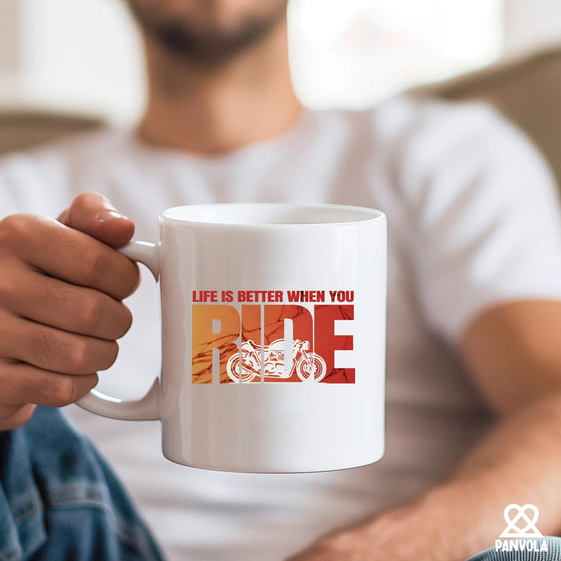 Life Is Better When You Ride Ceramic Mug 11 oz White - Panvola