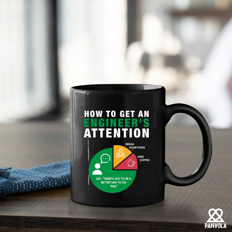 How To Get An Engineer's Attention Ceramic Mug 11 oz Black - Panvola
