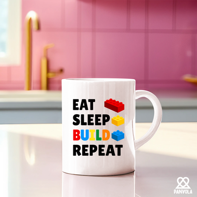 Eat Sleep Build Repeat Ceramic Mug 11 oz White