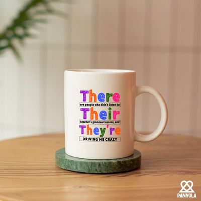There Their They're English Ceramic Mug 11 oz White