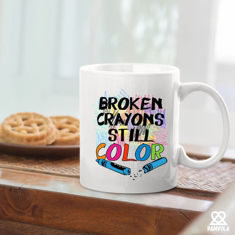 Broken Crayons Still Color Ceramic Mug 11 oz White - Panvola