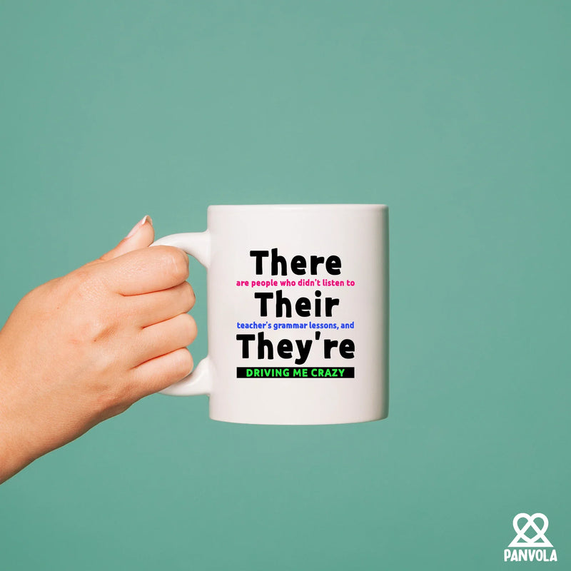 There Their They're  Grammar Ceramic Mug 11 oz White - Panvola