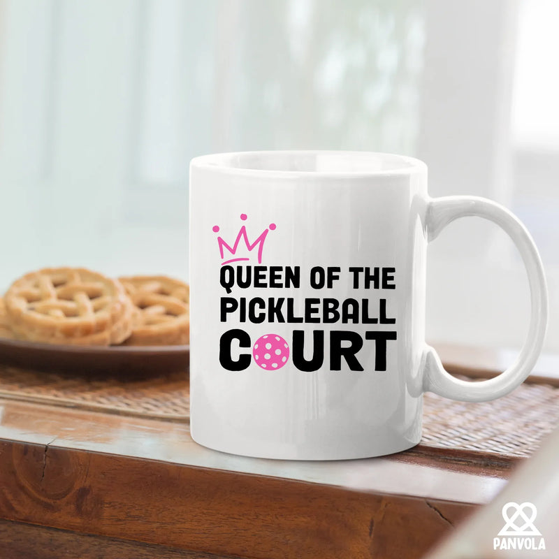 Queen of the Pickleball Court Ceramic Mug 11 oz White - Panvola