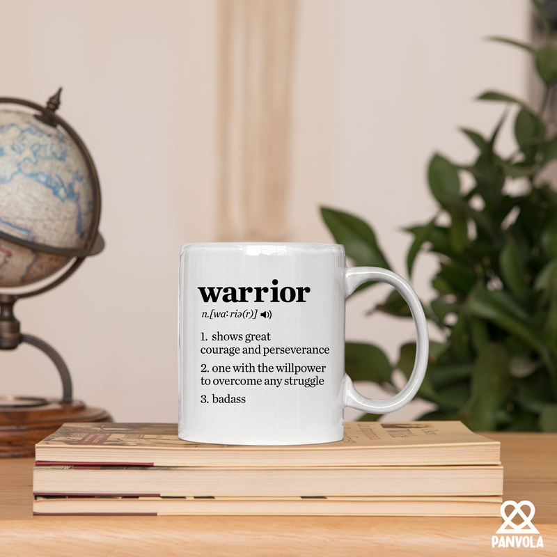 Warrior Definition Ceramic Mug 11 oz White.