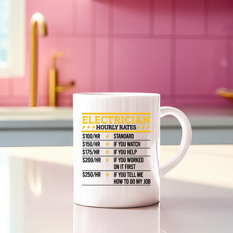 Electrician Hourly Rate Ceramic Mug 11 oz White