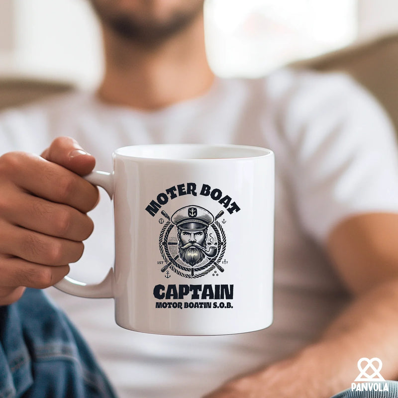 Motor Boat Captain Motor Boatin S.O.B. Ceramic Mug 11 oz White - Panvola
