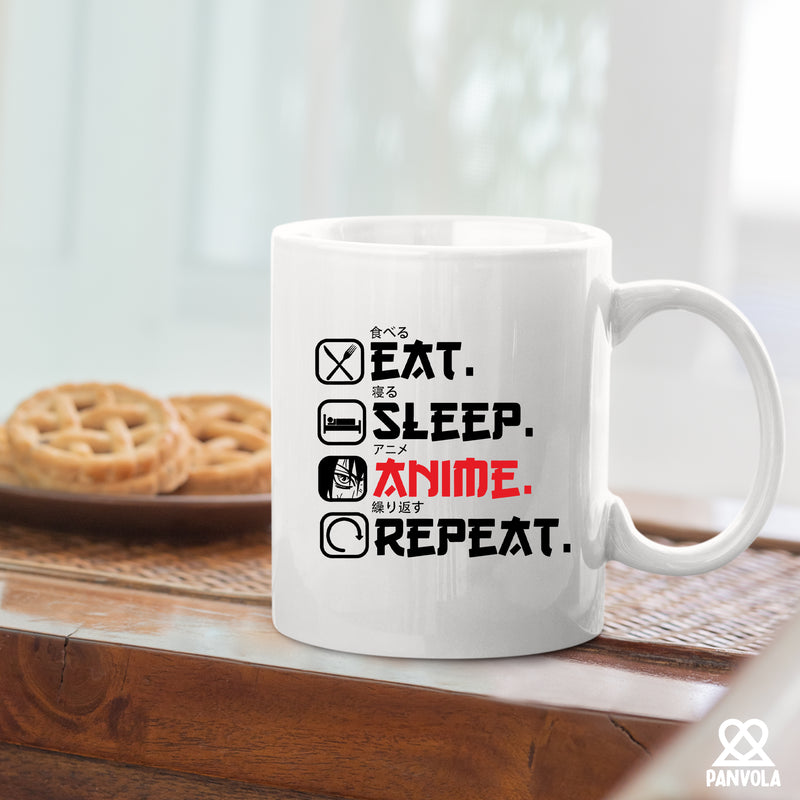 Eat Sleep Anime Repeat Ceramic Mug 11 oz White