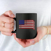 Hockey Stick USA Flag Ceramic Mug 11 oz White - Panvola