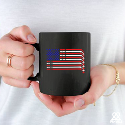 Hockey Stick USA Flag  Ceramic Mug 11 oz White