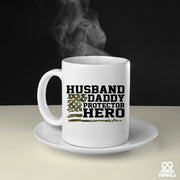 Husband. Daddy. Protector. Hero Ceramic Mug 11 oz White - Panvola