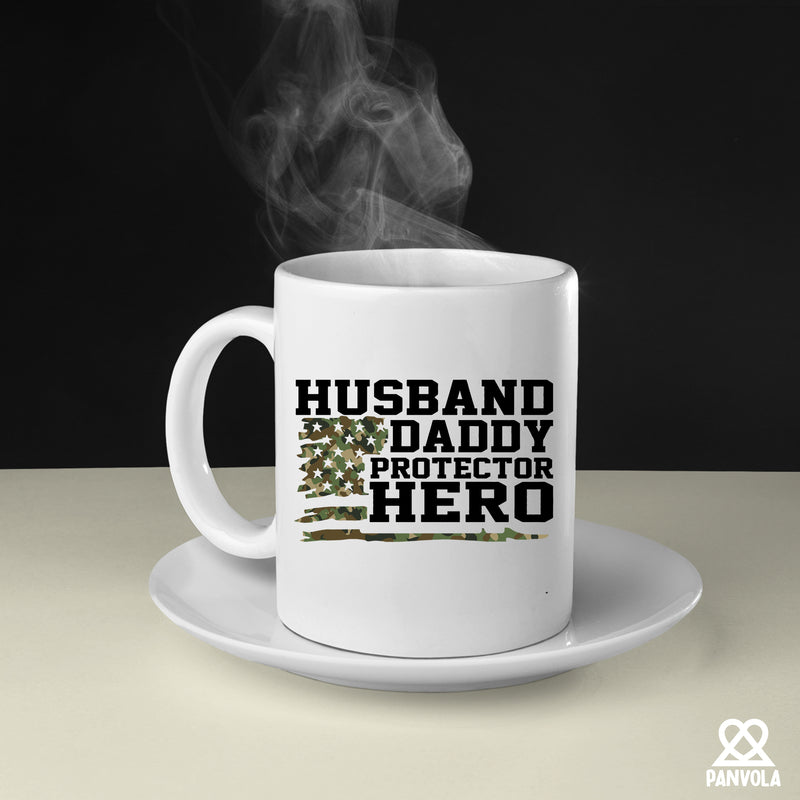 Husband. Daddy. Protector. Hero Ceramic Mug 11 oz White