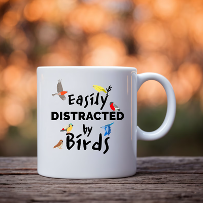 Easily Distracted By Birds Ceramic Mug 11 oz White