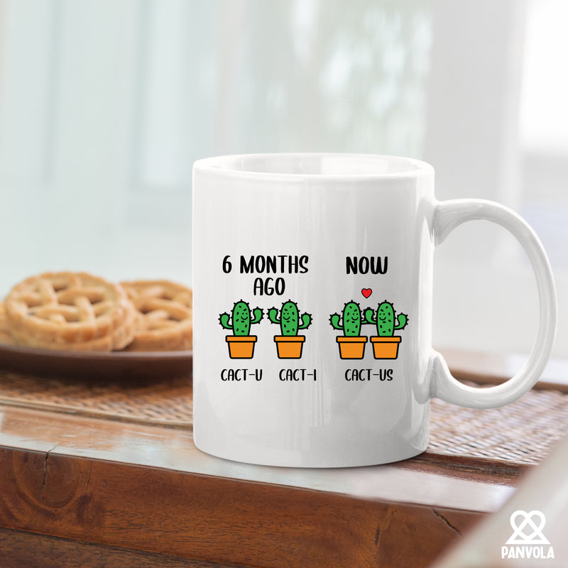 6 Month Anniversary Cactus Ceramic Mug 11 oz White