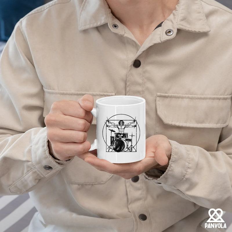 Da Vinci Drums Ceramic Mug 11 oz White - Panvola