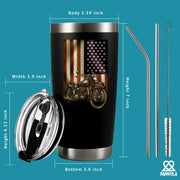 Motorcycle American Flag Motorcycle Gifts Vacuum Insulated Tumbler 20 oz Black - Panvola