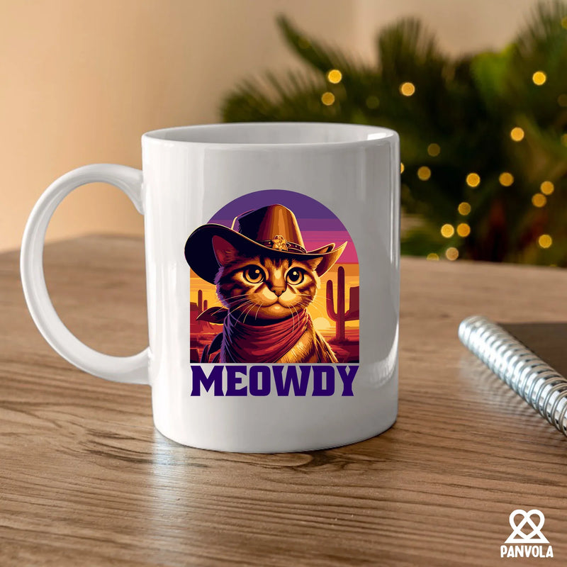 Meowdy Ceramic Mug 11 oz White - Panvola
