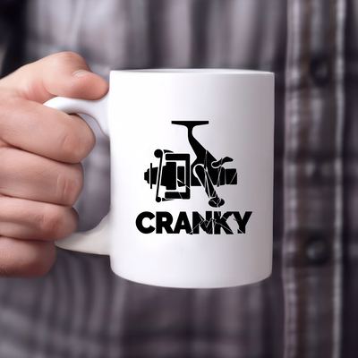 Cranky Fishing Ceramic Mug 11 oz White