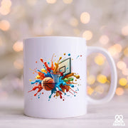 Basketball Tie Dye Color Splash Ceramic Mug 11 oz White - Panvola