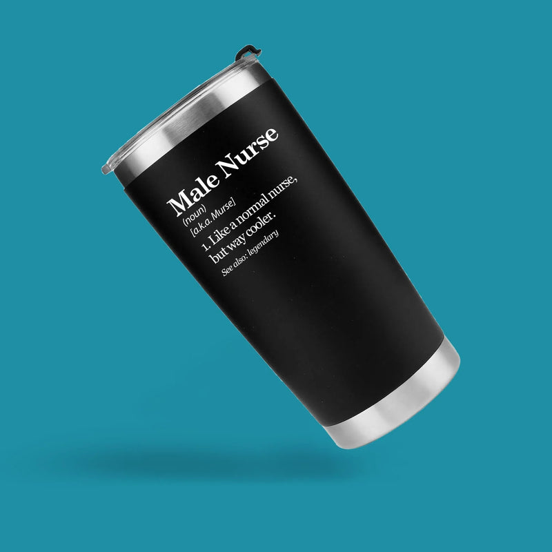 Male Nurse Definition Murse Like A Normal Nurse But Way Cooler Vacuum Insulated Stainless Steel Tumbler 20 oz Black - Panvola