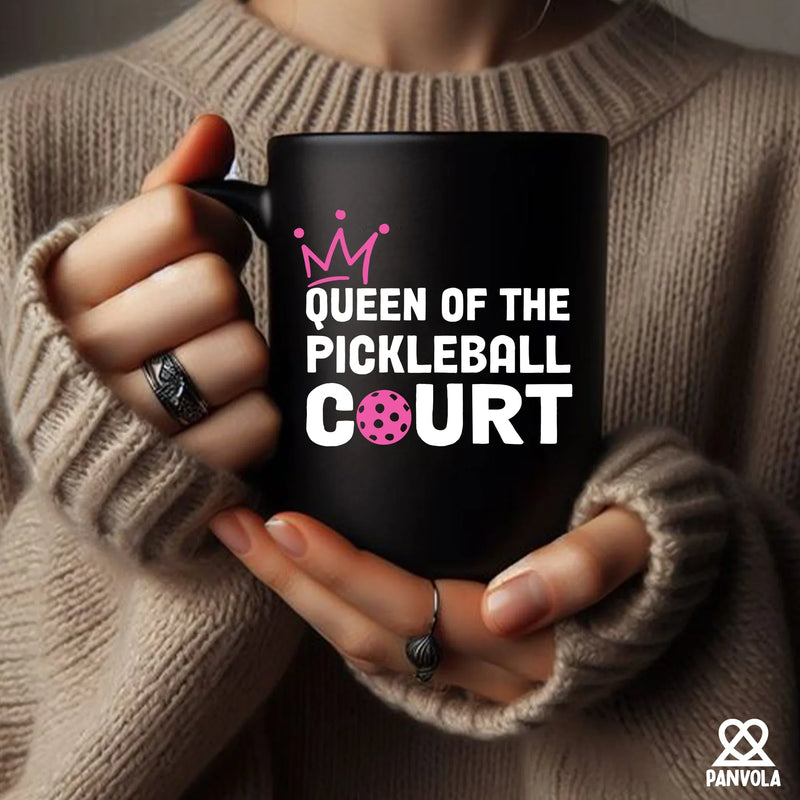 Queen of the Pickleball Court Ceramic Mug 11 oz Black - Panvola