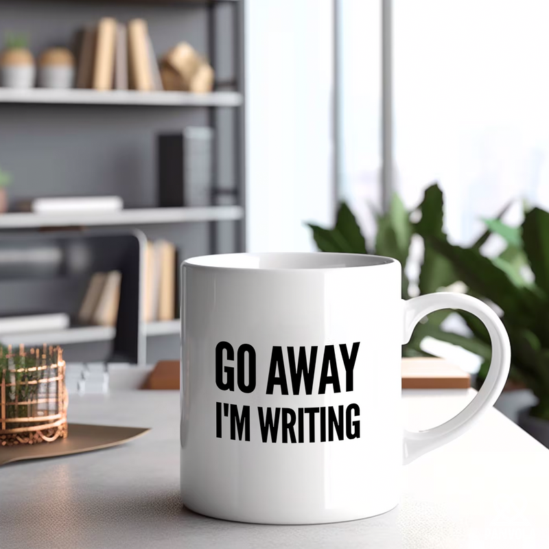 Go Away I'm Writing Ceramic Mug 11 oz White