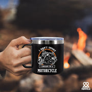 I Don't Snore I Dream I'm A Motorcycle Insulated Coffee Cup With Handle 14oz Black - Panvola