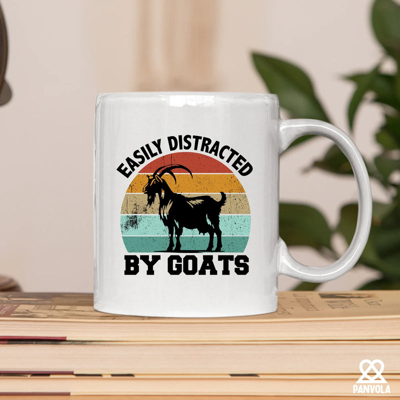 Easily Distracted By Goats Ceramic Mug 11 oz White - Panvola