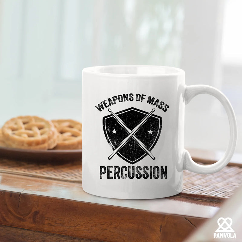 Weapons of Mass Percussion Ceramic Mug 11 oz White - Panvola
