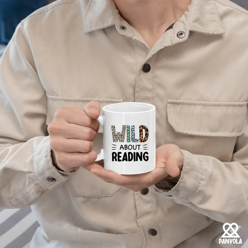 Wild About Reading Ceramic Mug 11 oz White - Panvola