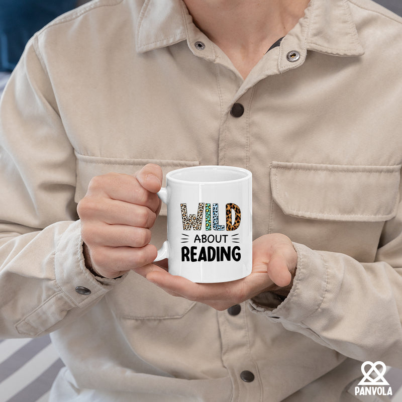 Wild About Reading Ceramic Mug 11 oz White