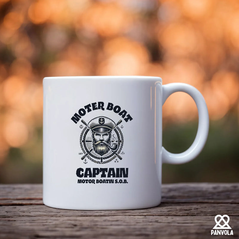 Motor Boat Captain Motor Boatin S.O.B. Ceramic Mug 11 oz White - Panvola