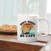 Don't Worry Be Capy Ceramic Mug 11 oz White - Panvola