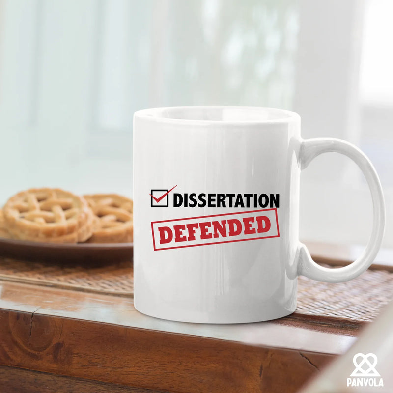 Dissertation Defended Ceramic Mug 11 oz White - Panvola