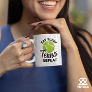 Eat Sleep Tennis Repeat Ceramic Mug 11 oz White - Panvola