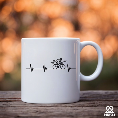 Cycling Heartbeat Ceramic Mug 11 oz White