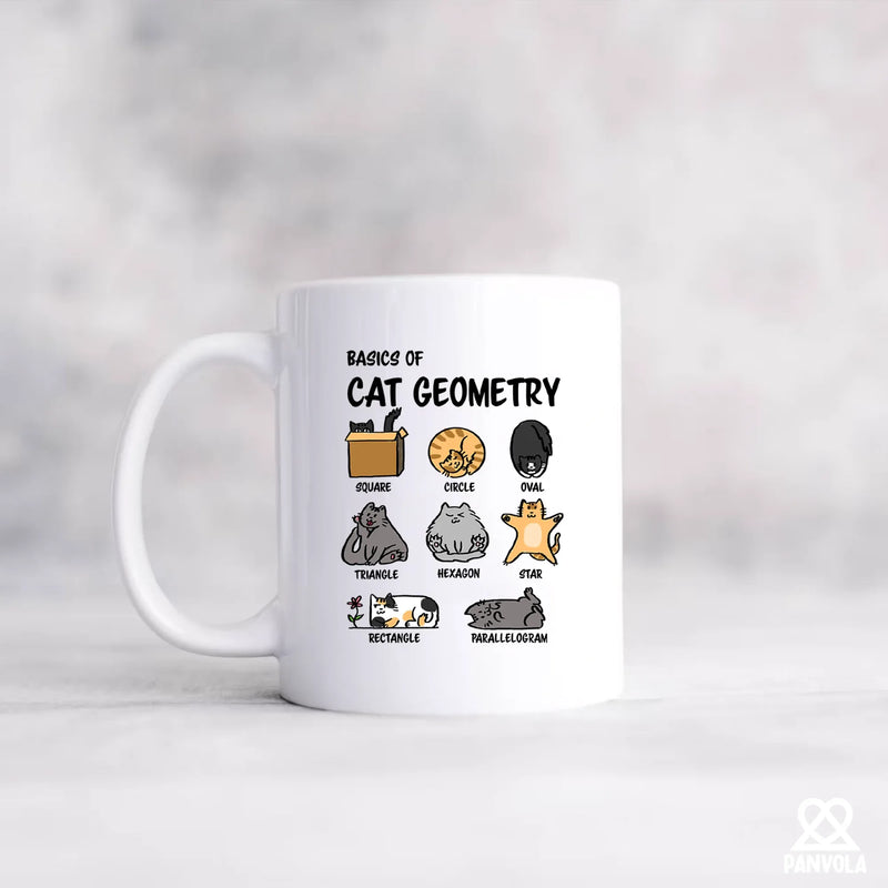 Basics Of Cat Geometry Ceramic Mug 11 oz White - Panvola