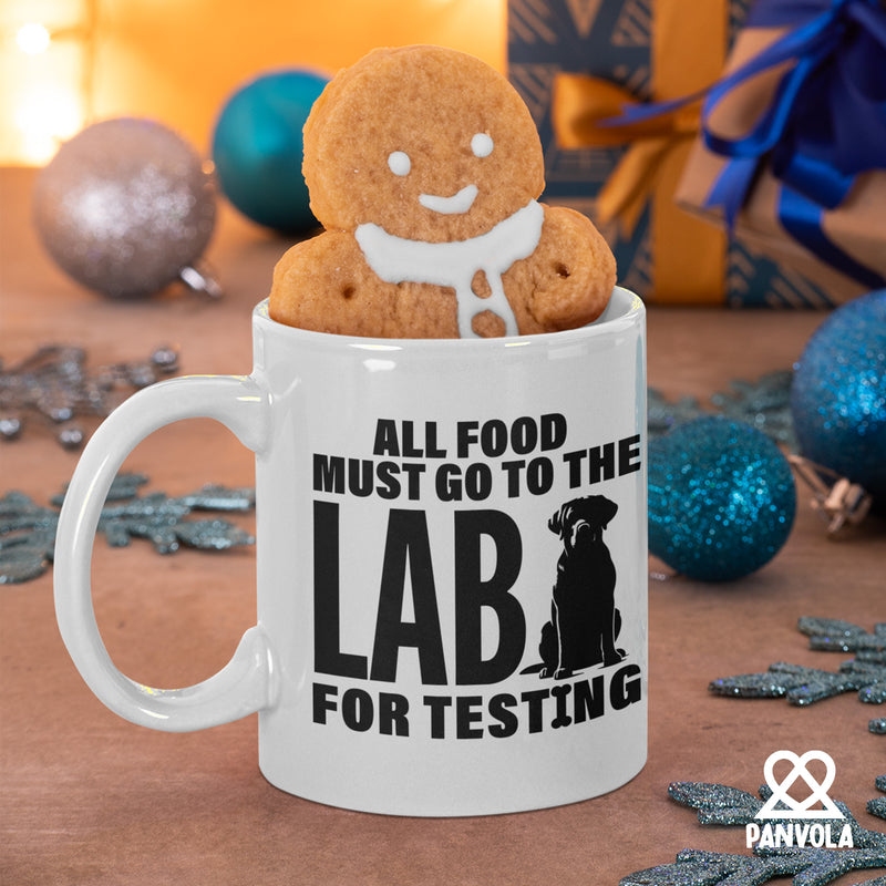 All Food Must Go To The Lab For Testing Labradoodle Ceramic Mug 11 oz White