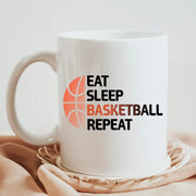 Eat Sleep Basketball Repeat Ceramic Mug 11 oz White - Panvola