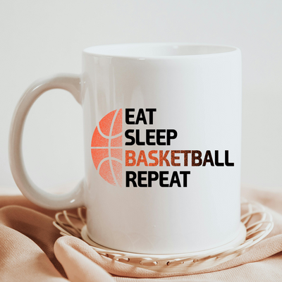 Eat Sleep Basketball Repeat Ceramic Mug 11 oz White