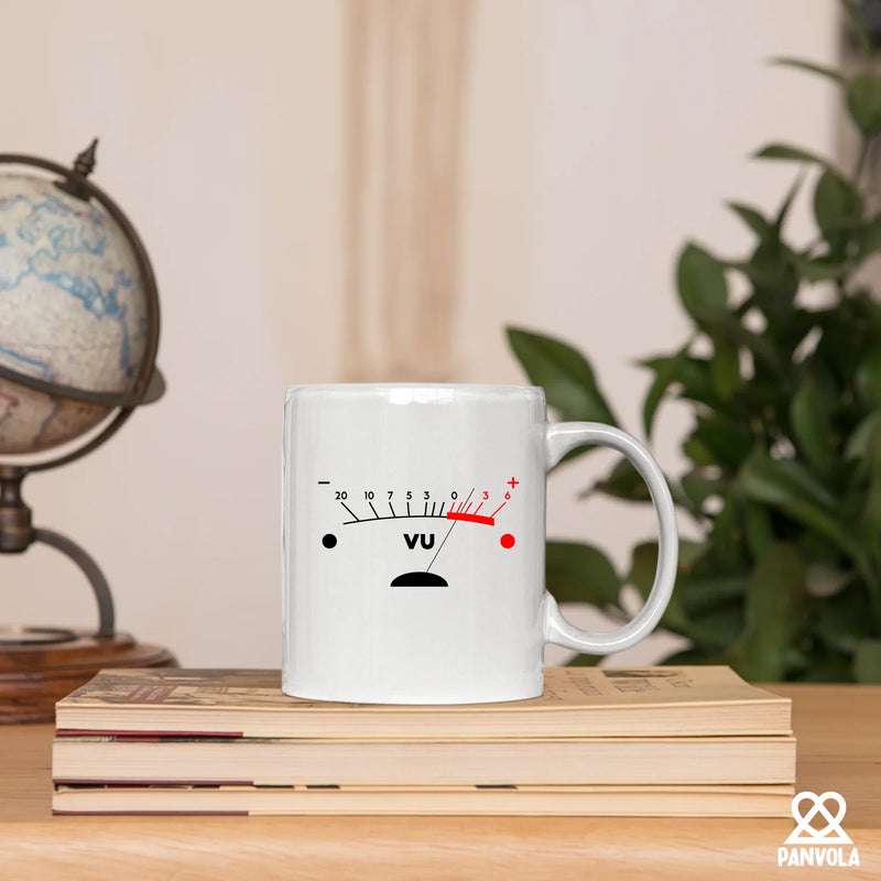 VU Meter Retro Music Ceramic Mug 11 oz White - Panvola
