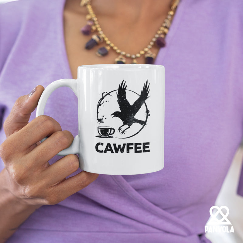 Cawfee Funny Crow Mug Ceramic Mug 11 oz White