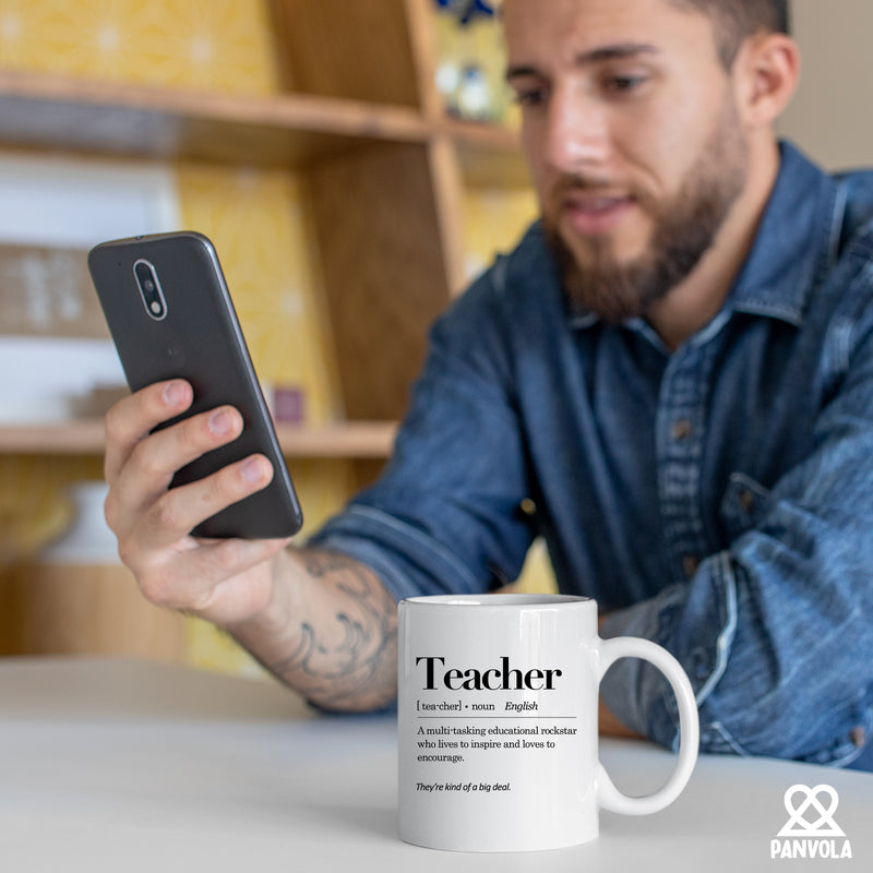 Teacher Definition Ceramic Mug 11 oz White.