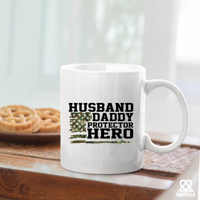 Husband. Daddy. Protector. Hero Ceramic Mug 11 oz White