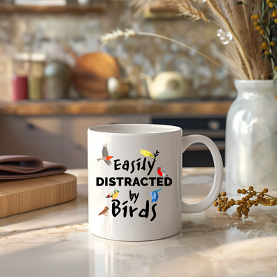 Easily Distracted By Birds Ceramic Mug 11 oz White