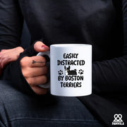 Easily Distracted By Boston Terriers Ceramic Mug 11 oz White - Panvola