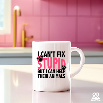 I Can't Fix Stupid But I Can Help Their Animals Ceramic Mug 11 oz White