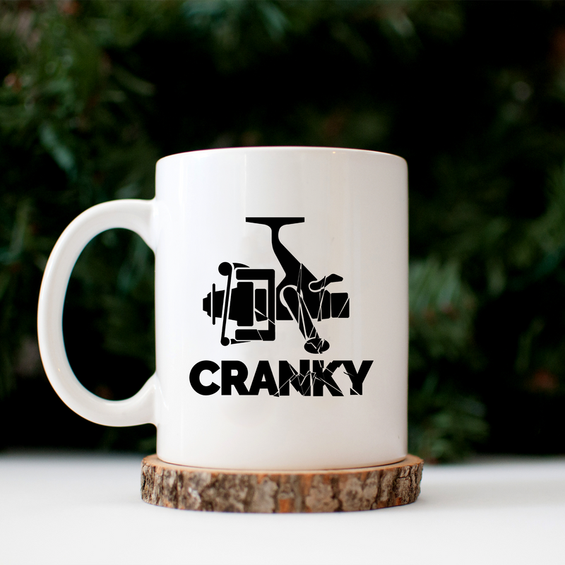 Cranky Fishing Ceramic Mug 11 oz White