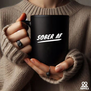 Sober AF Ceramic Mug 11 oz Black - Panvola